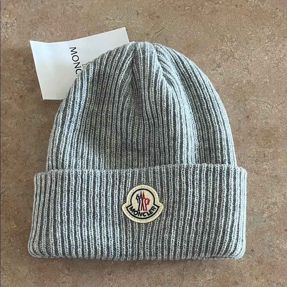 Moncler Light Gray Knit Beanie